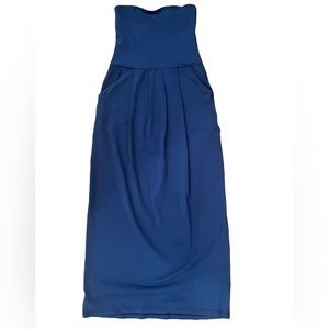SUSANA MONACO Blue Strapless Maxi Dress with Pockets REVOLVE